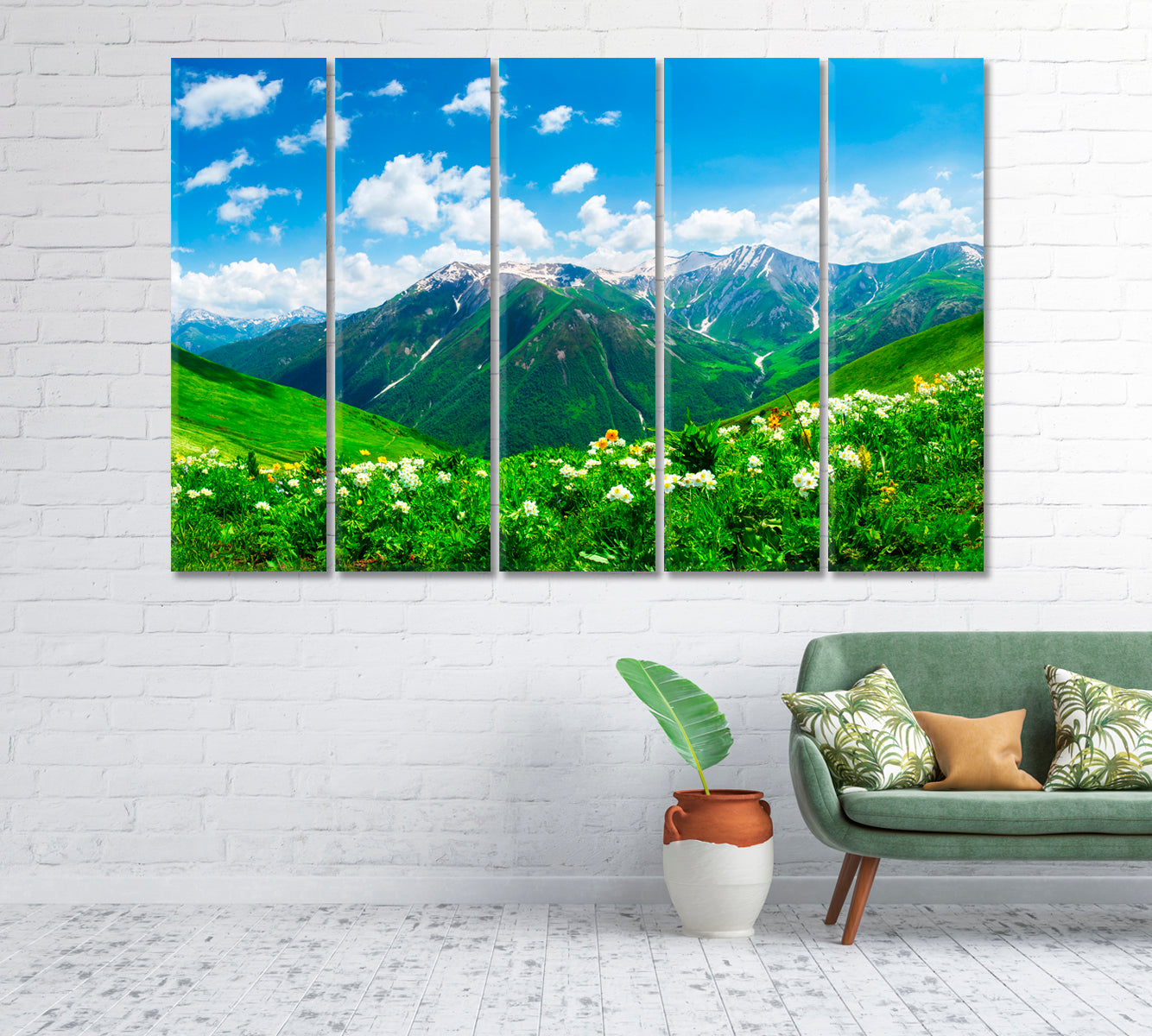 Mountain Landscape with Green Valley in Georgia Canvas Print-Canvas Print-CetArt-1 Panel-24x16 inches-CetArt