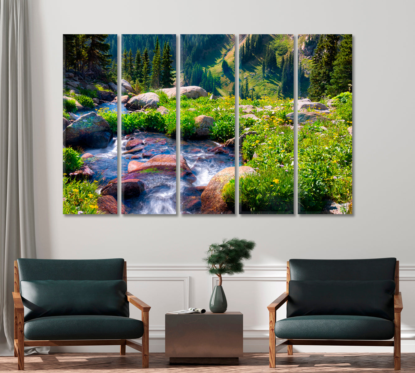 Nature Landscape with Boulder Creek River Canvas Print-Canvas Print-CetArt-1 Panel-24x16 inches-CetArt