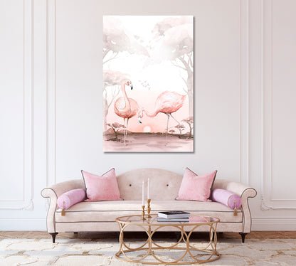 Pair of Watercolor Flamingos Canvas Print-Canvas Print-CetArt-1 panel-16x24 inches-CetArt