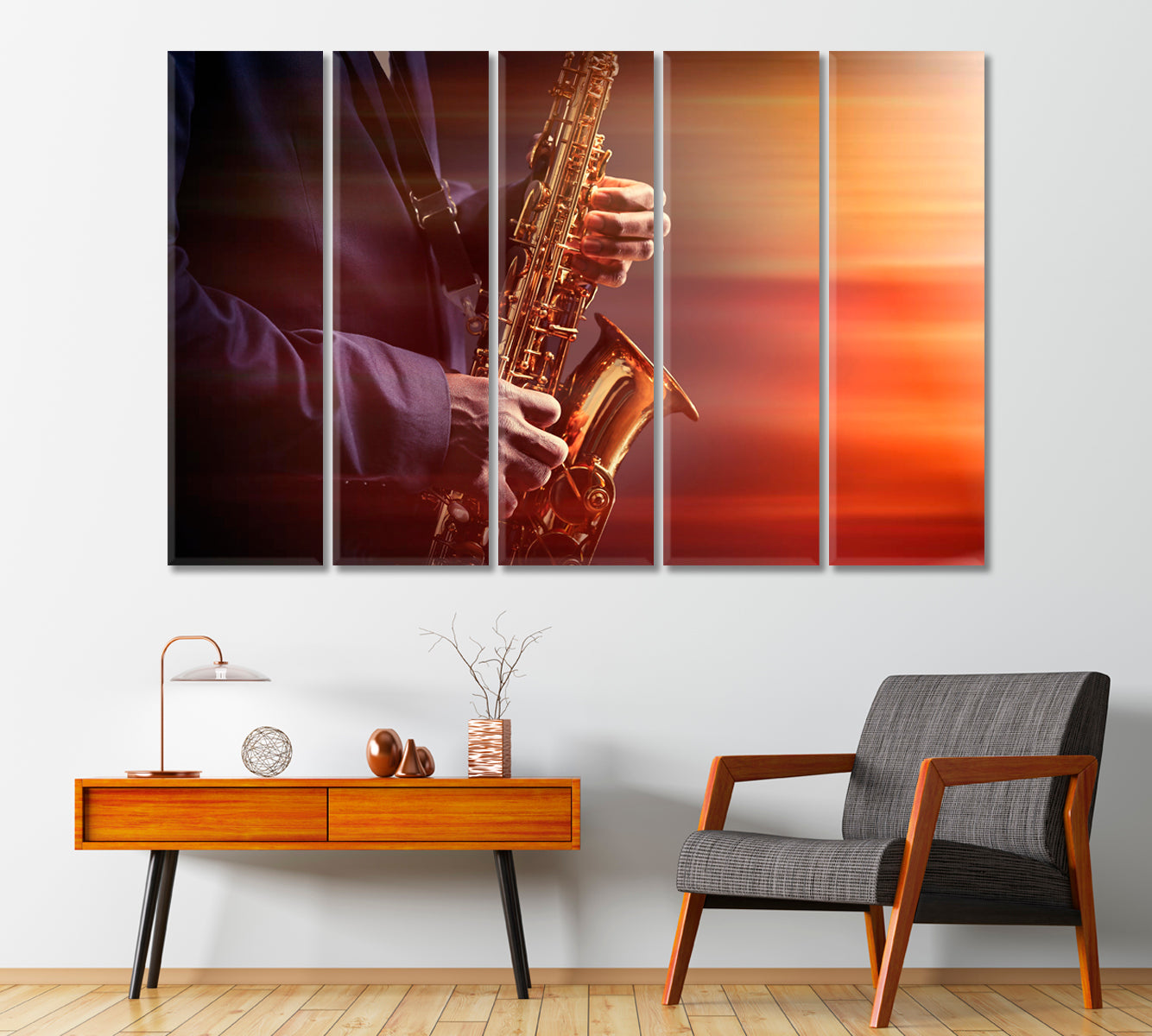 African American Jazz Musician Playing Saxophone Canvas Print-Canvas Print-CetArt-1 Panel-24x16 inches-CetArt