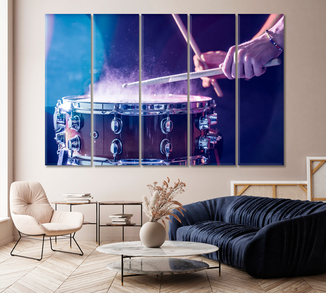 Close Up of Drummer's Hands While Playing Drums Canvas Print-Canvas Print-CetArt-1 Panel-24x16 inches-CetArt