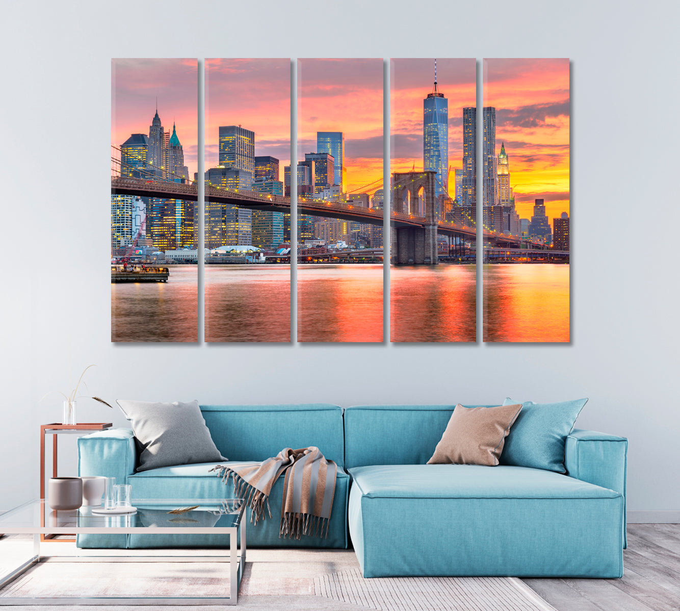 New York Lower Manhattan at Dusk USA Canvas Print-Canvas Print-CetArt-1 Panel-24x16 inches-CetArt