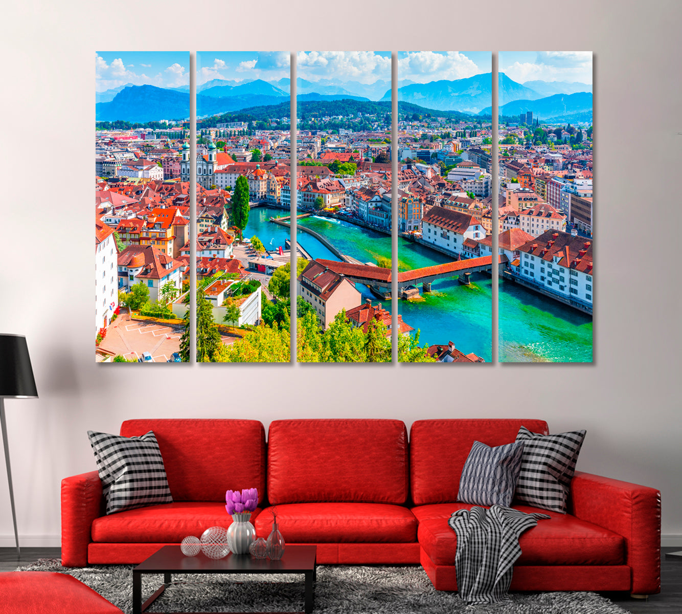 Scenic Panorama the Old Town of Lucerne Switzerland Canvas Print-Canvas Print-CetArt-1 Panel-24x16 inches-CetArt