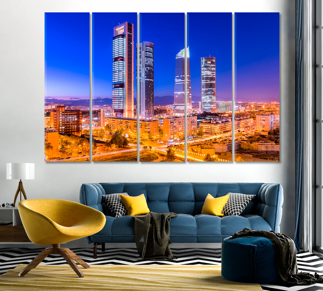 Madrid Financial District at Dusk Spain Canvas Print-Canvas Print-CetArt-1 Panel-24x16 inches-CetArt