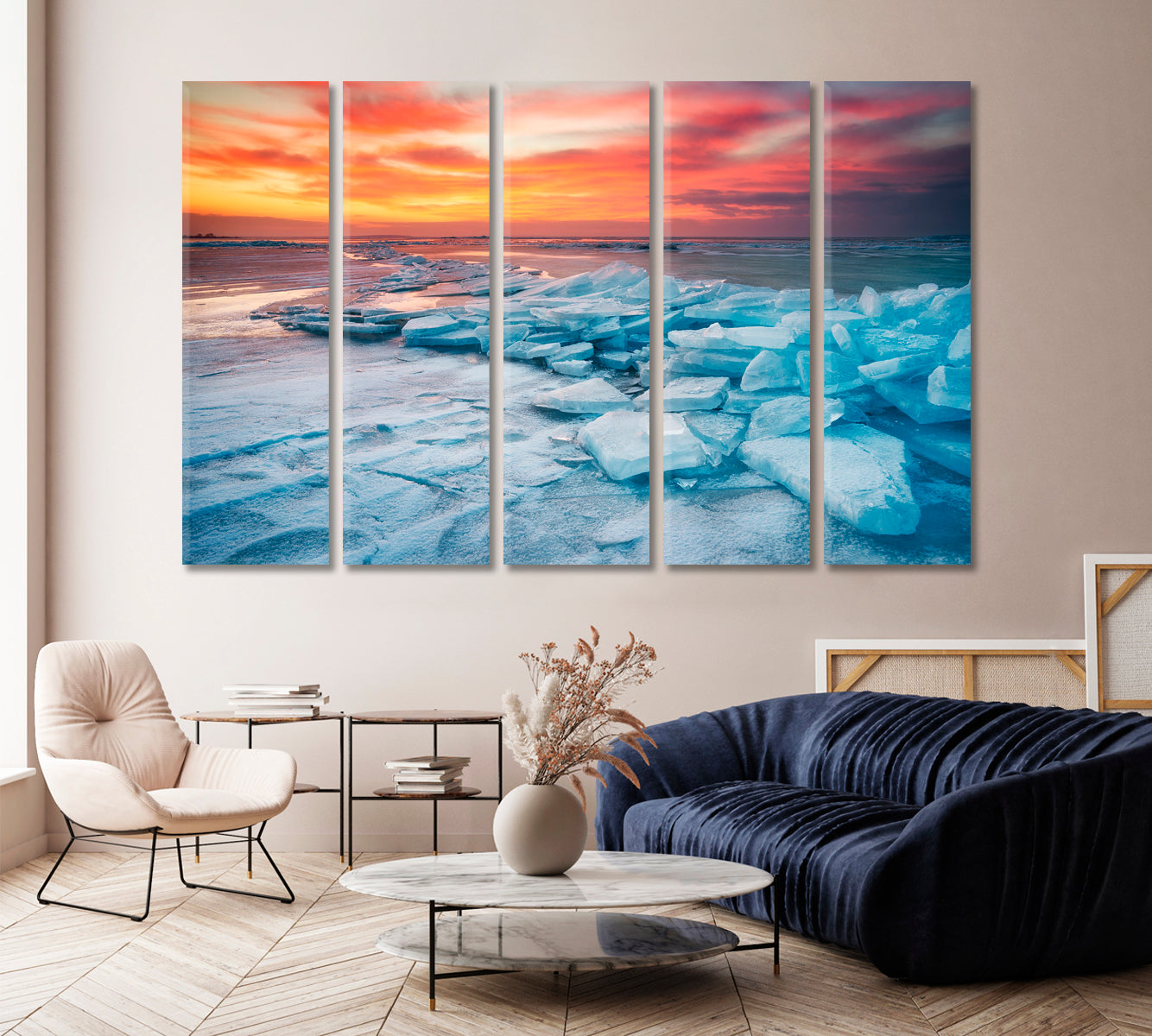 Winter Landscape on Seashore During Sunset Canvas Print-Canvas Print-CetArt-1 Panel-24x16 inches-CetArt