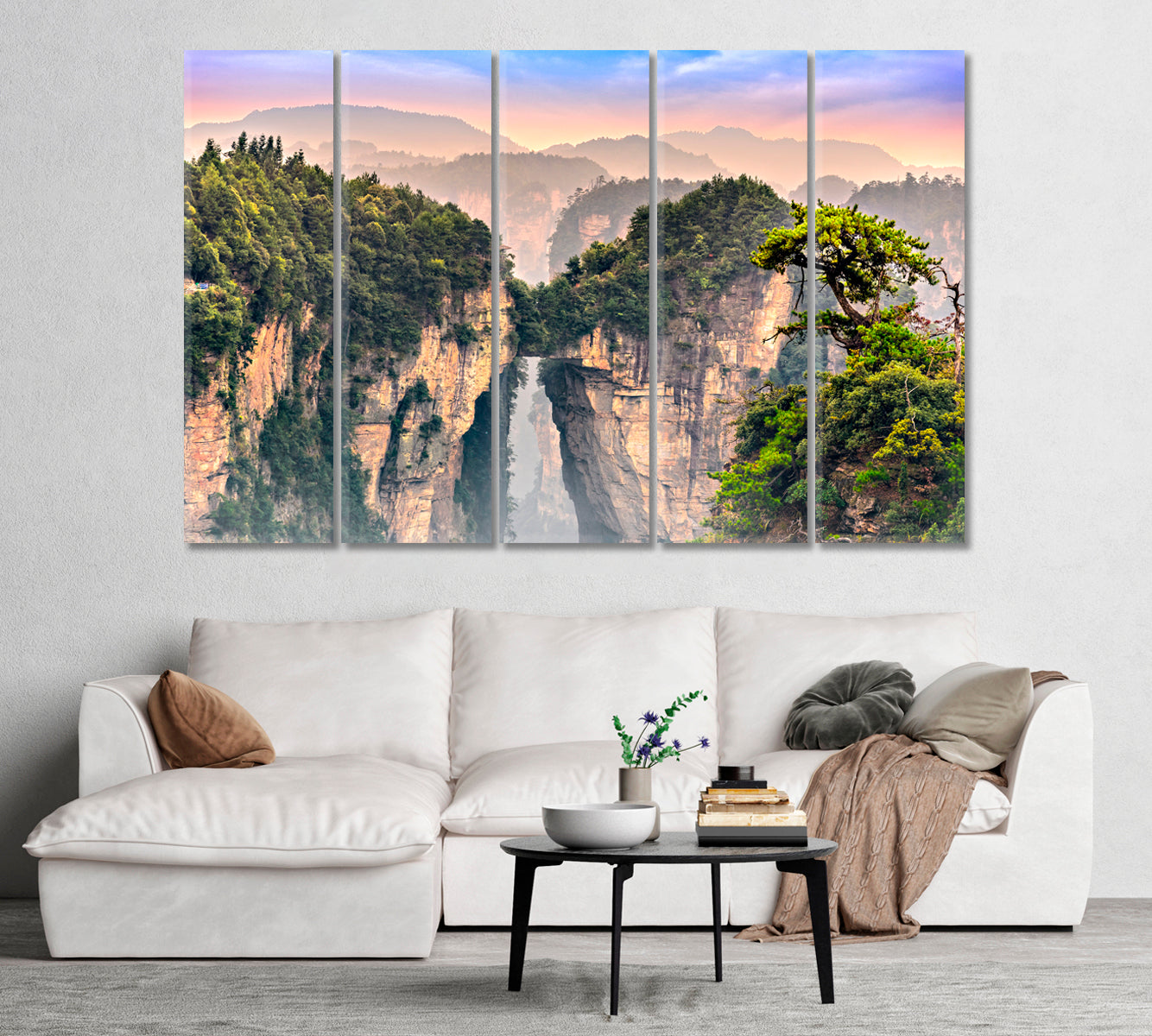 Two Mountain Columns in Zhangjiajie National Forest Park China Canvas Print-Canvas Print-CetArt-1 Panel-24x16 inches-CetArt