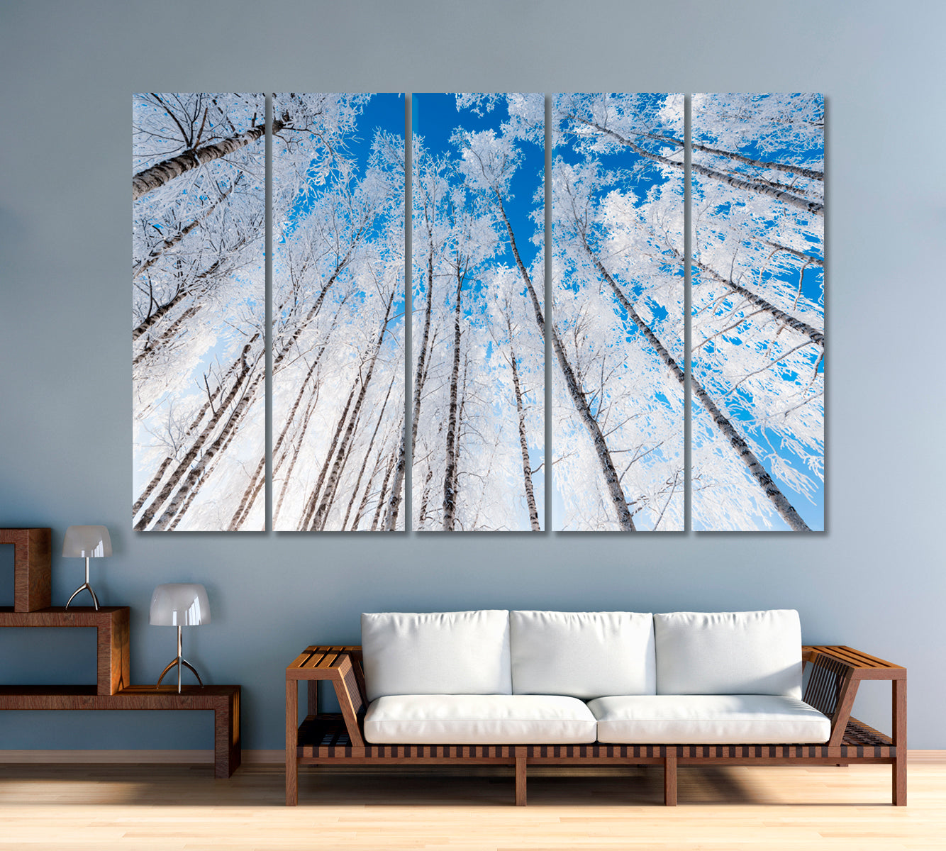 Snow Covered Birch Trees and Clear Blue Sky Canvas Print-Canvas Print-CetArt-1 Panel-24x16 inches-CetArt