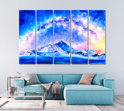 Mount Everest With Milky Way Canvas Print-Canvas Print-CetArt-1 Panel-24x16 inches-CetArt