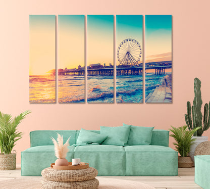 Blackpool Central Pier with Ferris Wheel Lancashire England Canvas Print-Canvas Print-CetArt-1 Panel-24x16 inches-CetArt