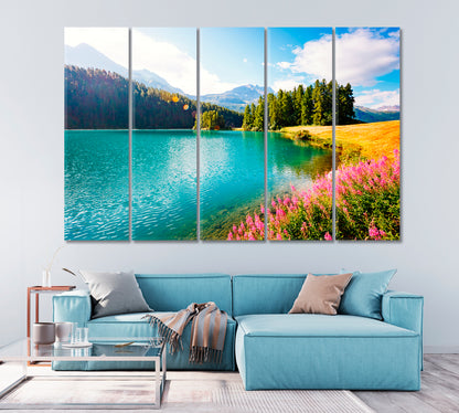 Azure Pond Champfer Switzerland Canvas Print-Canvas Print-CetArt-1 Panel-24x16 inches-CetArt