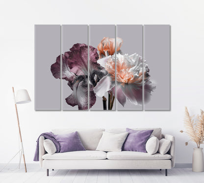 Bouquet of Peonies and Irises Canvas Print-CetArt-1 Panel-24x16 inches-CetArt