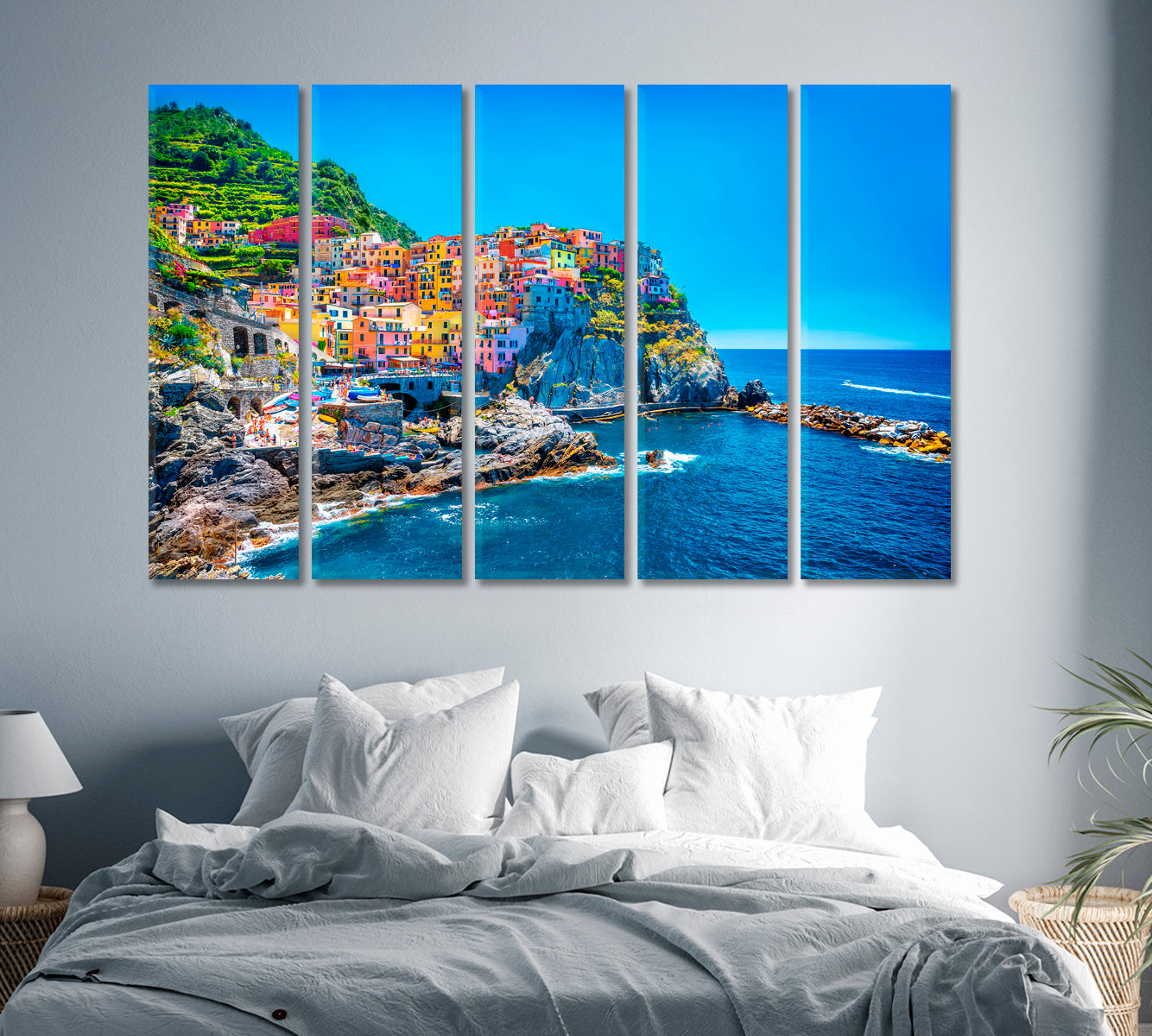 Colorful City on the Rock Cinque Terre Italy Canvas Print-Canvas Print-CetArt-1 Panel-24x16 inches-CetArt