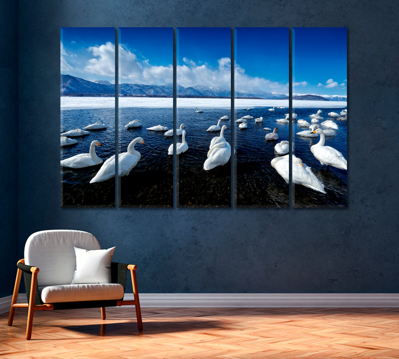 Swans at Lake Kussharo Hokkaido Japan Canvas Print-Canvas Print-CetArt-1 Panel-24x16 inches-CetArt