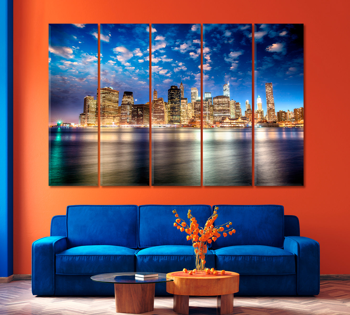 Spectacular Sunset View Manhattan New York Canvas Print-Canvas Print-CetArt-1 Panel-24x16 inches-CetArt