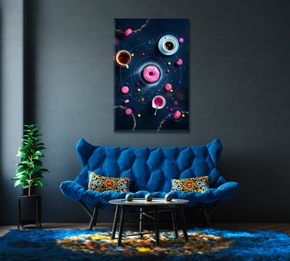 Space Donut Macaron Stars and Orbits Canvas Print-Canvas Print-CetArt-1 panel-16x24 inches-CetArt