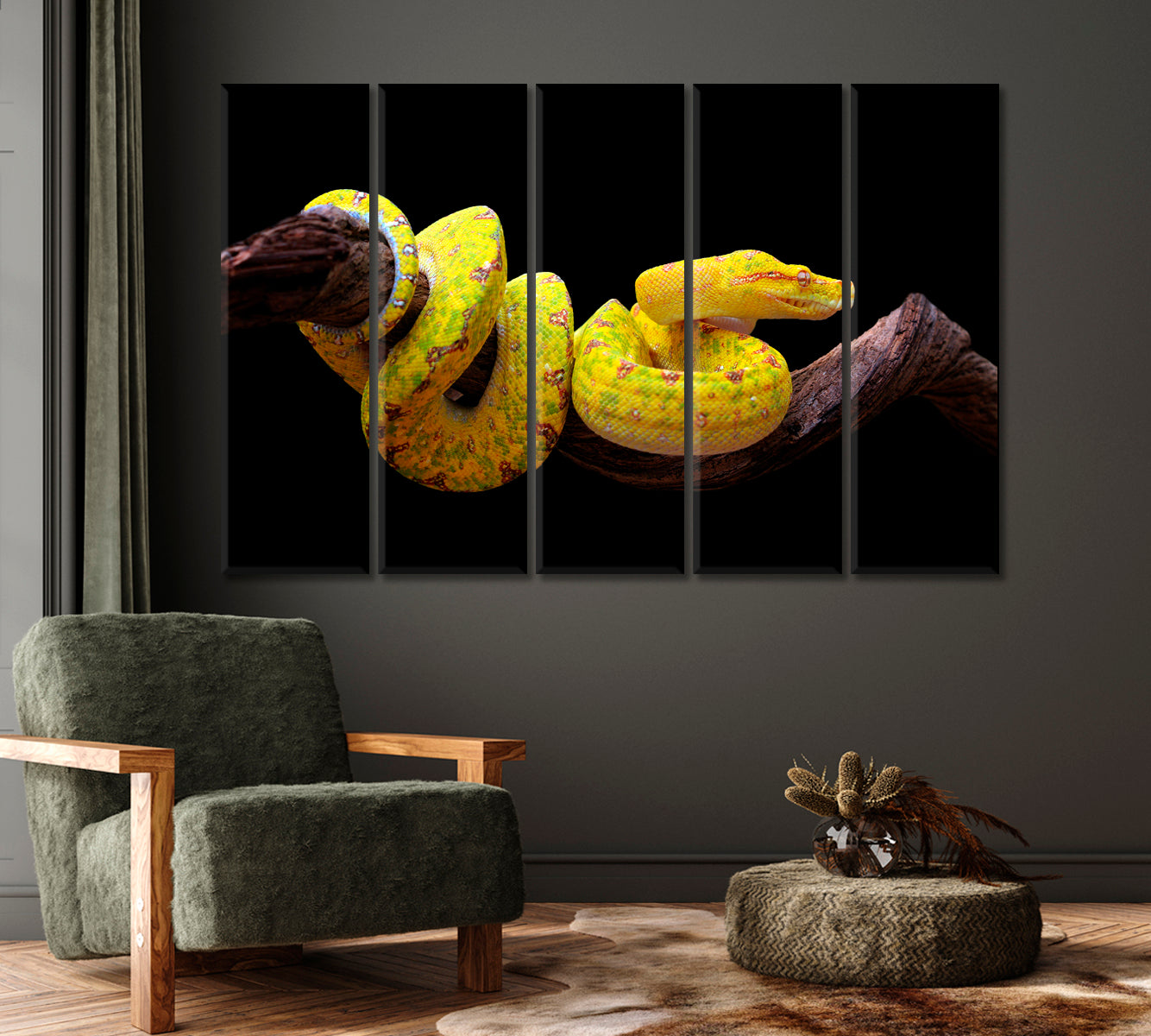 Yellow Python Snake Canvas Print-Canvas Print-CetArt-1 Panel-24x16 inches-CetArt