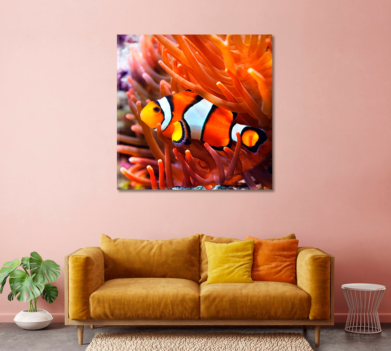 Clownfish in Anemone Canvas Print-Canvas Print-CetArt-1 panel-12x12 inches-CetArt