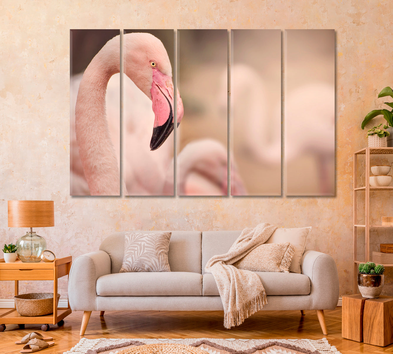 Flamingo Close Up Canvas Print-Canvas Print-CetArt-1 Panel-24x16 inches-CetArt