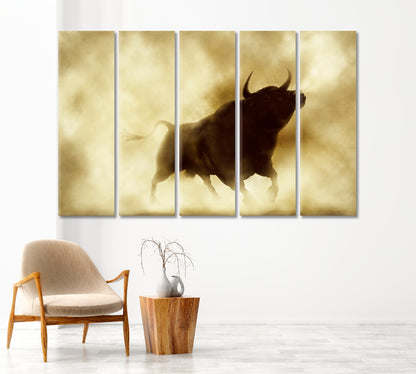 Angry Bull Silhouette in Smoke Canvas Print-Canvas Print-CetArt-1 Panel-24x16 inches-CetArt