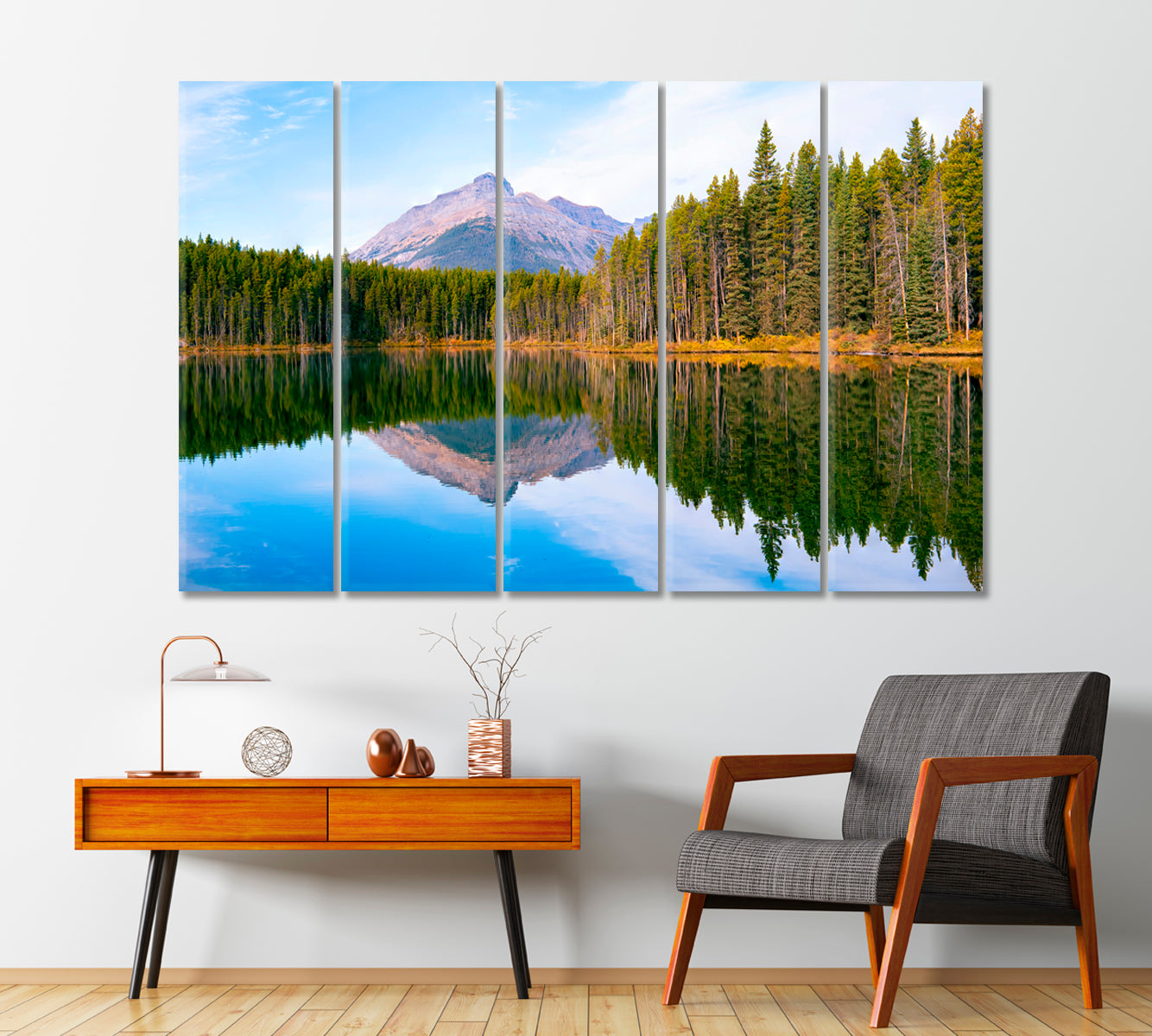 Forest Reflection at Herbert lake Jasper National Park Alberta Canada Canvas Print-Canvas Print-CetArt-1 Panel-24x16 inches-CetArt