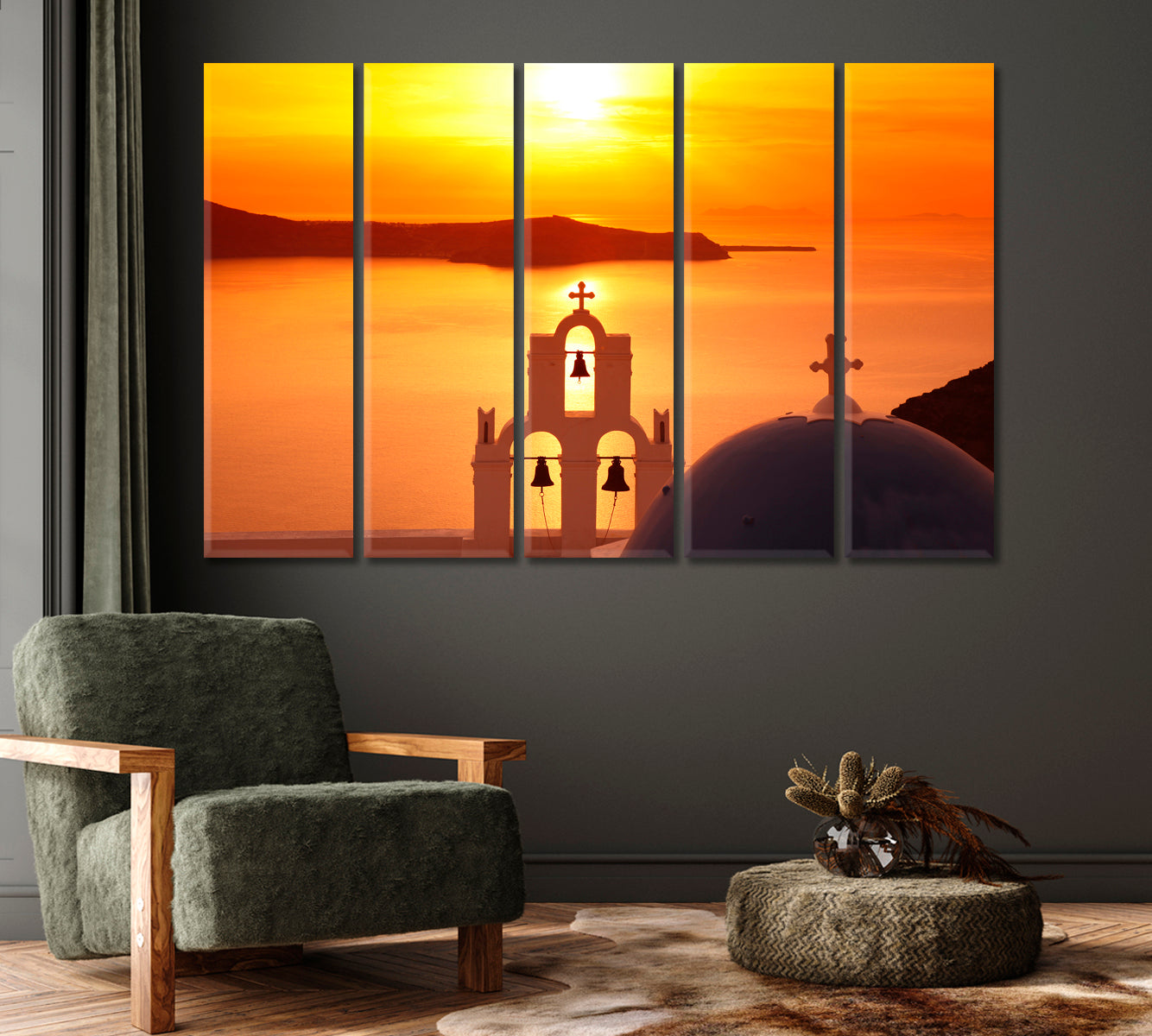 Firostefani Church at Sunset Greece Canvas Print-Canvas Print-CetArt-1 Panel-24x16 inches-CetArt