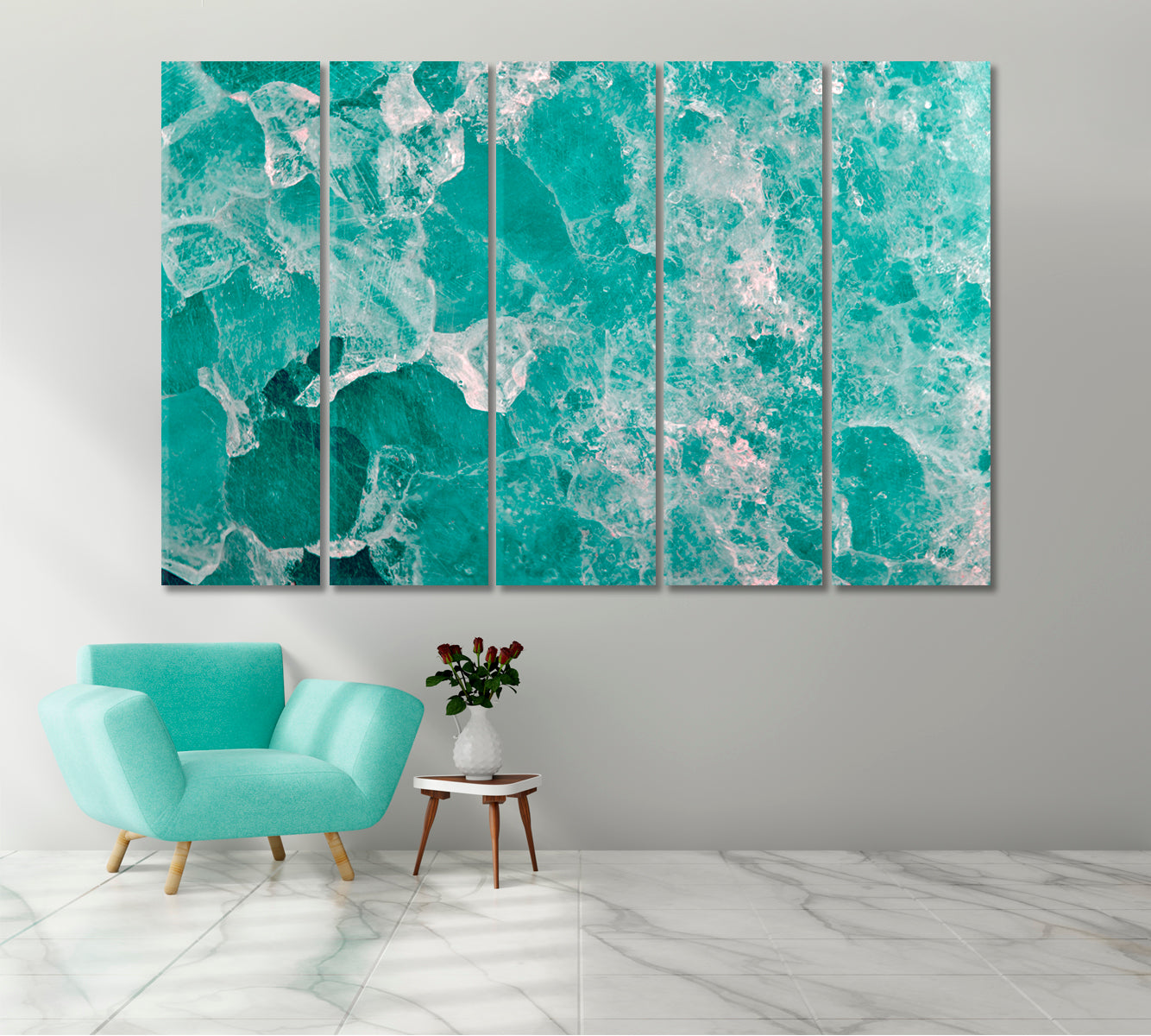 Blue Calcite Abstraction Canvas Print-Canvas Print-CetArt-5 Panels-36x24 inches-CetArt