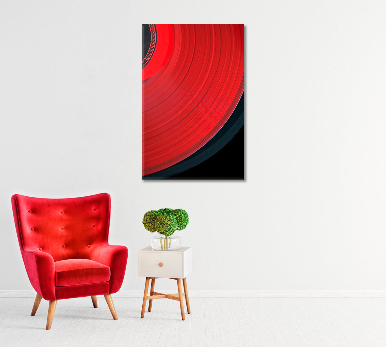 Red Vinyl Record Canvas Print-Canvas Print-CetArt-1 panel-16x24 inches-CetArt