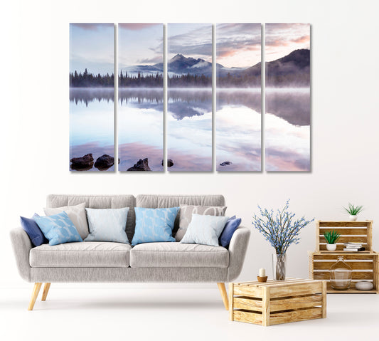 Serene Lake with Sunrise Oregon USA Canvas Print-Canvas Print-CetArt-1 Panel-24x16 inches-CetArt