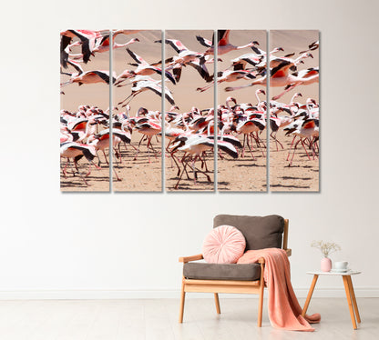 Flamingo Bird Namibia Africa Canvas Print-Canvas Print-CetArt-1 Panel-24x16 inches-CetArt