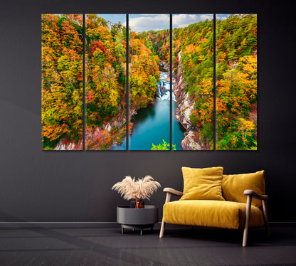 Autumn Landscape with Tallulah Falls Georgia USA Canvas Print-Canvas Print-CetArt-1 Panel-24x16 inches-CetArt