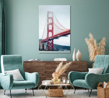 Golden Gate Bridge by Fog San Francisco California USA Canvas Print-Canvas Print-CetArt-1 panel-16x24 inches-CetArt