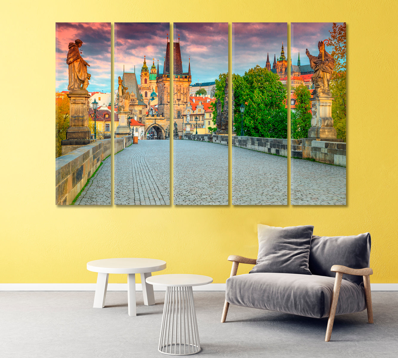 Old Town Tower and Charles Bridge Prague Canvas Print-Canvas Print-CetArt-1 Panel-24x16 inches-CetArt