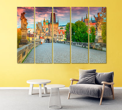 Old Town Tower and Charles Bridge Prague Canvas Print-Canvas Print-CetArt-1 Panel-24x16 inches-CetArt