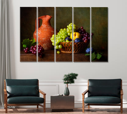 Still Life with Grapes and Plums Canvas Print-Canvas Print-CetArt-1 Panel-24x16 inches-CetArt