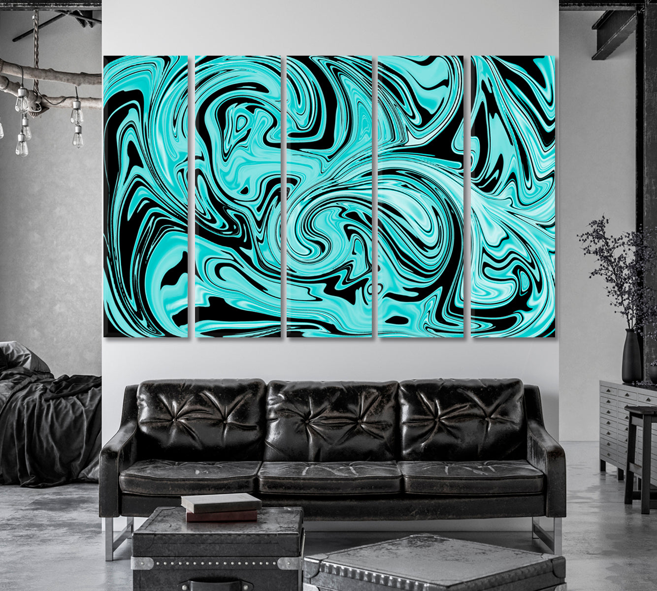 Abstract Blue and Marble Swirls Canvas Print-Canvas Print-CetArt-1 Panel-24x16 inches-CetArt