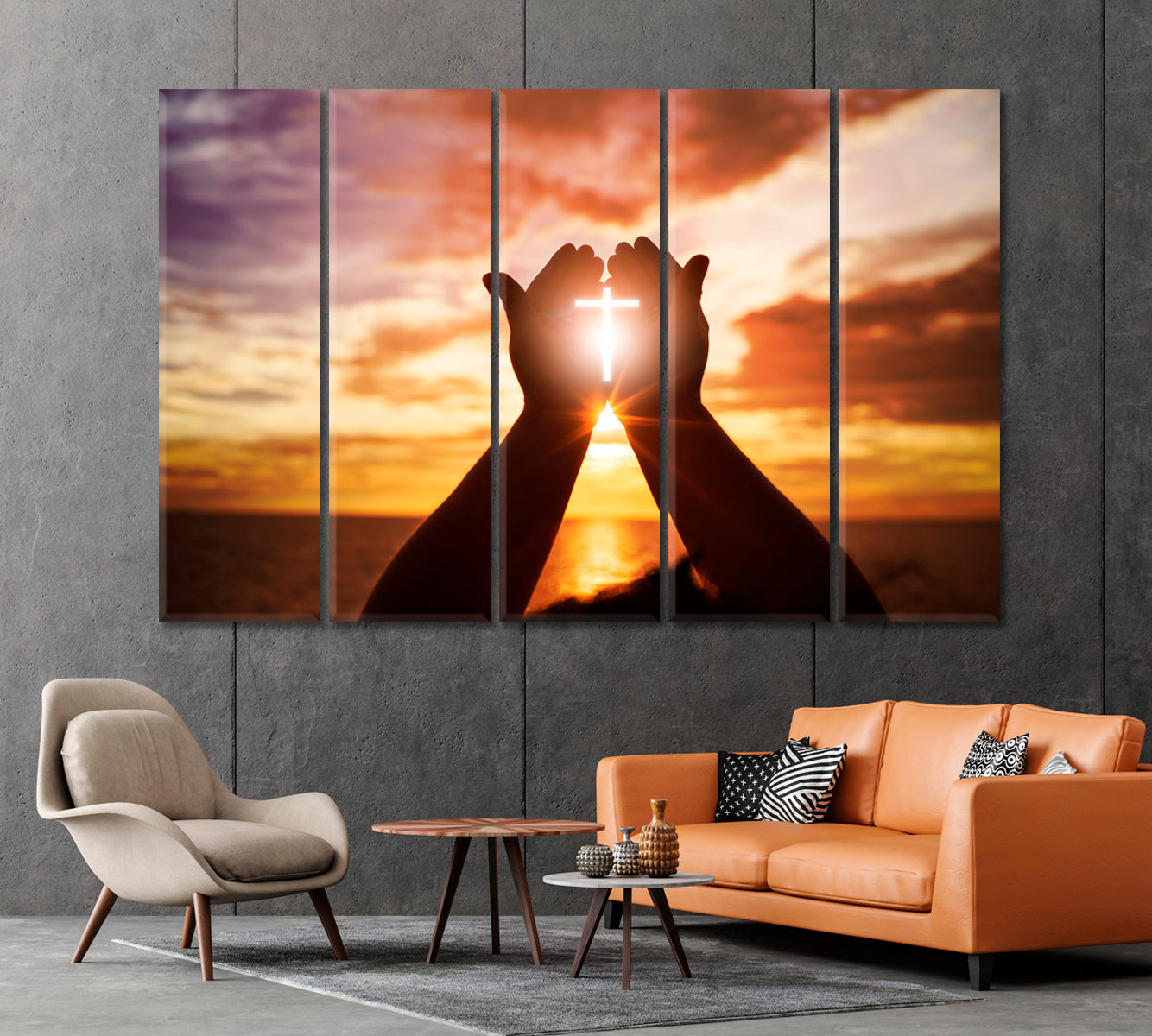 Solar Cross in Hands of Believer Canvas Print-Canvas Print-CetArt-1 Panel-24x16 inches-CetArt