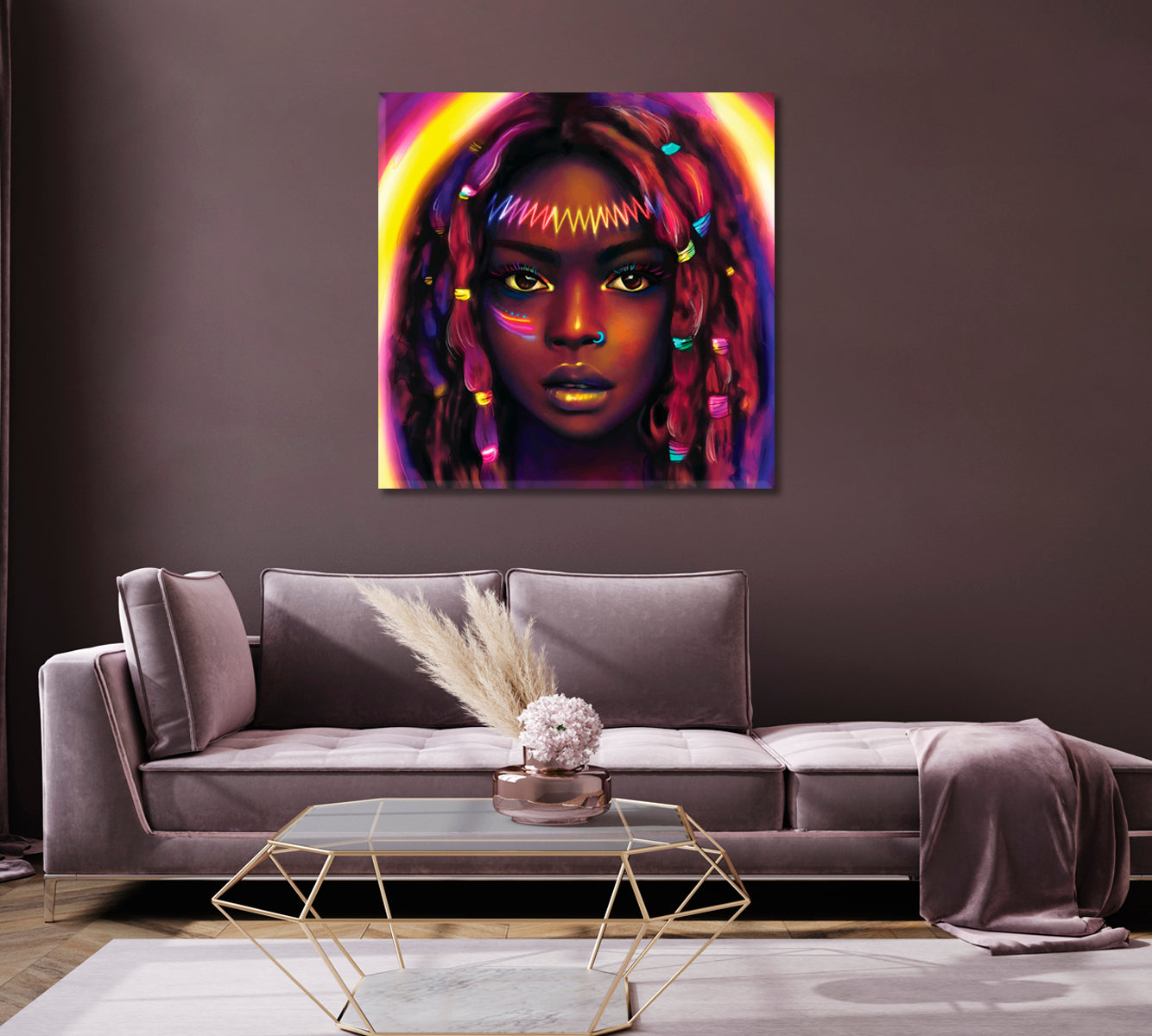 Beautiful Girl with Colourful Ribbons in Hair Canvas Print-Canvas Print-CetArt-1 panel-12x12 inches-CetArt