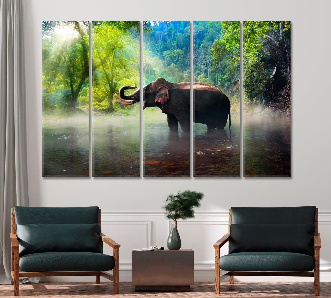 Elephant in Kanchanaburi Forest Thailand Canvas Print-Canvas Print-CetArt-1 Panel-24x16 inches-CetArt