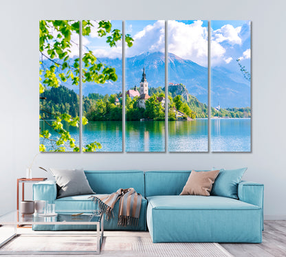 Bled Lake in Sunny Day Slovenia Canvas Print-Canvas Print-CetArt-1 Panel-24x16 inches-CetArt