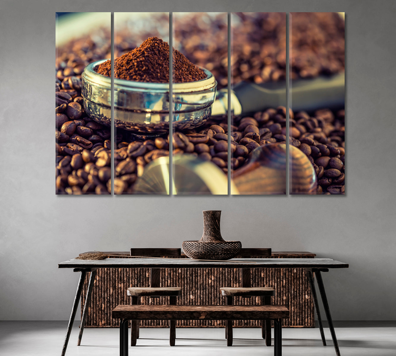 Portafilter and Coffee Beans Canvas Print-Canvas Print-CetArt-1 Panel-24x16 inches-CetArt