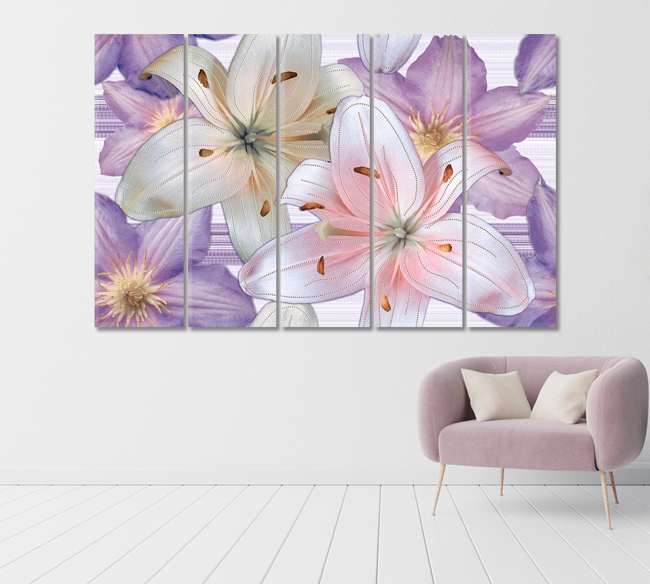 Abstract Lily Flowers Canvas Print-Canvas Print-CetArt-1 Panel-24x16 inches-CetArt