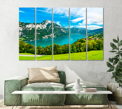 Walensee Lake Switzerland Landscape Canvas Print-Canvas Print-CetArt-1 Panel-24x16 inches-CetArt