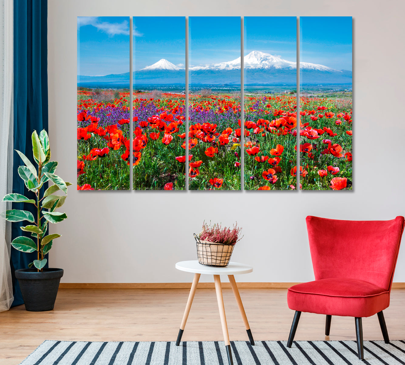 Poppy Field near Mount Ararat Armenia Canvas Print-Canvas Print-CetArt-1 Panel-24x16 inches-CetArt