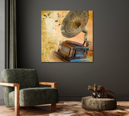 Vintage Gramophone Canvas Print-Canvas Print-CetArt-1 panel-12x12 inches-CetArt