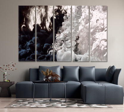 Abstract Black And White Paint Splash in Water Canvas Print-Canvas Print-CetArt-1 Panel-24x16 inches-CetArt