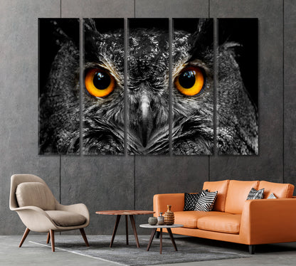 Owl in Black and White Canvas Print-Canvas Print-CetArt-1 Panel-24x16 inches-CetArt