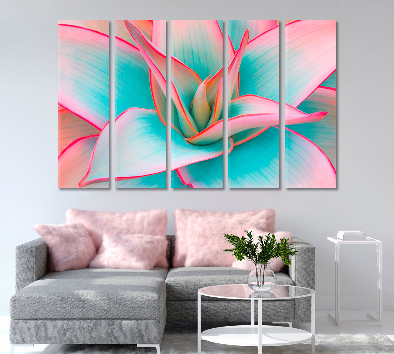 Delicate Pink Agave Leaves Canvas Print-Canvas Print-CetArt-1 Panel-24x16 inches-CetArt