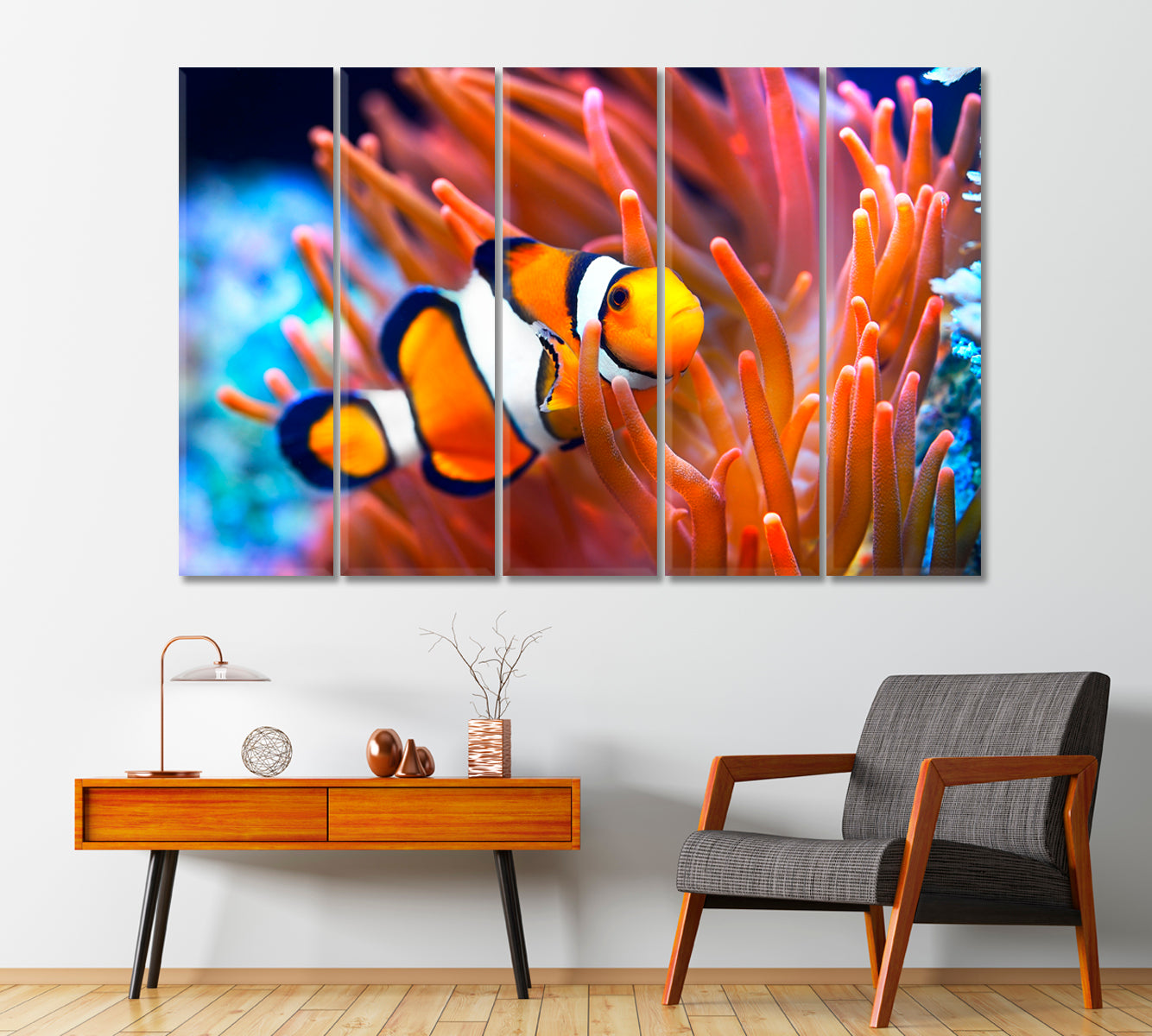 Bright Clownfish in Anemone Canvas Print-Canvas Print-CetArt-1 Panel-24x16 inches-CetArt