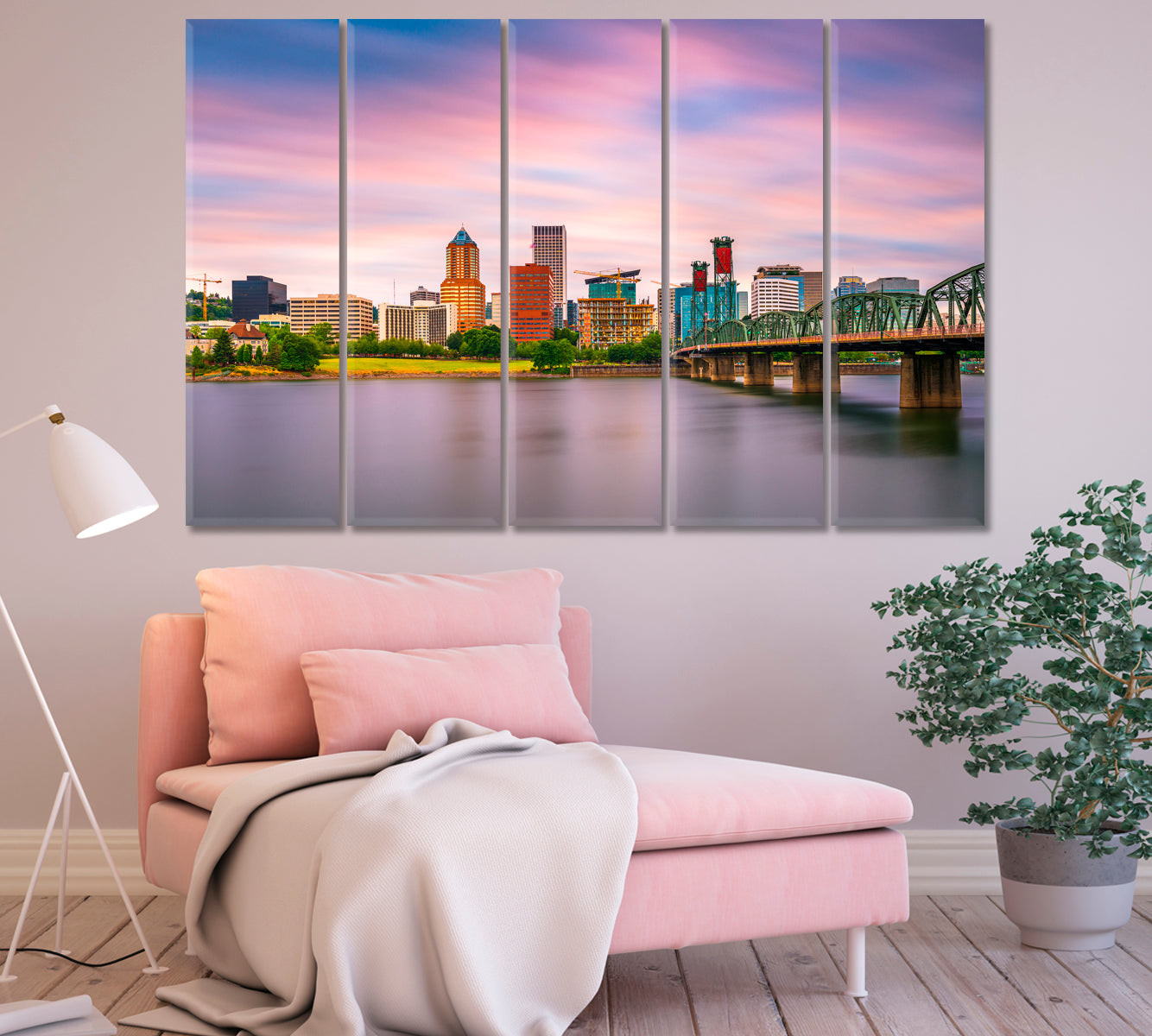 Portland Oregon on the Willamette River Canvas Print-Canvas Print-CetArt-1 Panel-24x16 inches-CetArt