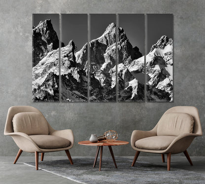 Snow Covered Tetons Mountain Range Canvas Print-Canvas Print-CetArt-1 Panel-24x16 inches-CetArt